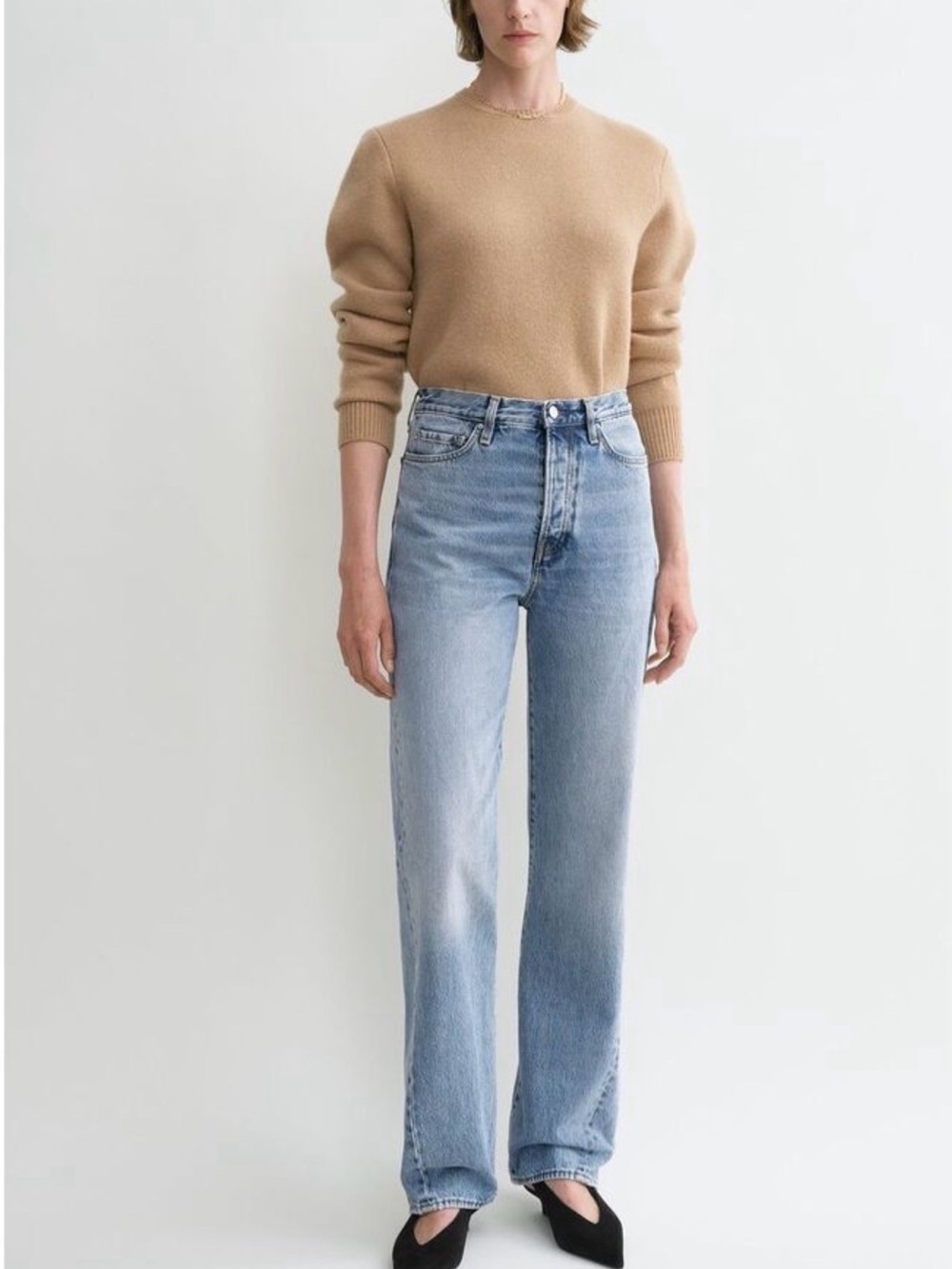 TOTEME Twisted Seam Denim Jeans Full Length Worn Blue 29